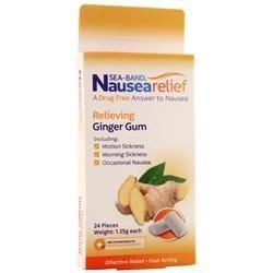 Sea-Band, Имбирная жевательная резинка, снимающая тошноту 24 шт