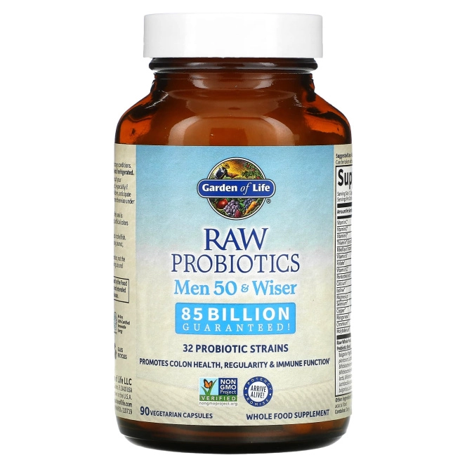 Garden of Life, Сырые пробиотики, для мужчин старше 50, 90 капсул на растительной основе