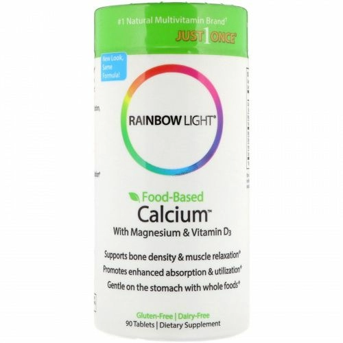 Rainbow Light, Пищевой кальций с магнием и витамином D3, 90 таблеток