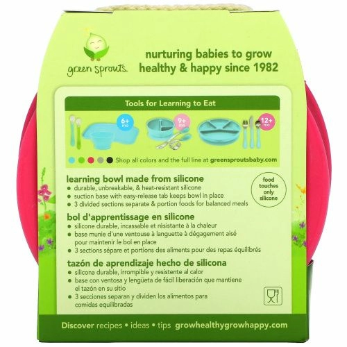 Green Sprouts, Learning Bowl, для детей от 9 месяцев, розовый, 1 чашка