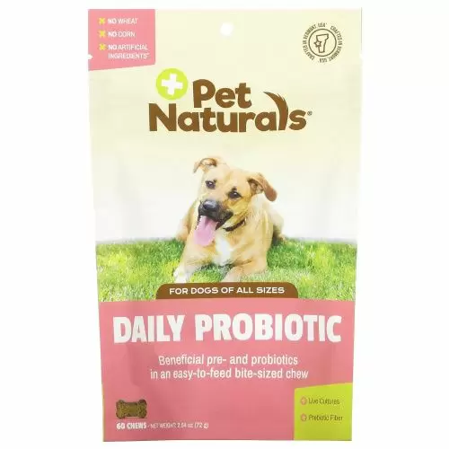 Pet Naturals of Vermont, Ежедневные пробиотики, для собак всех размеров, 60 жевательных таблеток, 2,54 унц. (72 г)