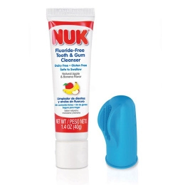 NUK, Улыбки & Хохот Набор для малышей с 3-сторонней щеткой-напальчником, 3+ месяцев, Мягкий, 1 Средство для чистки зубов, 1 щетка-напальчник