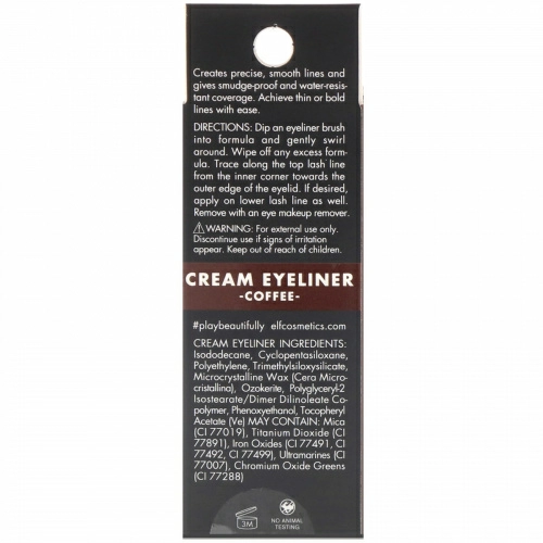 E.L.F. Cosmetics, Cream Eyeliner, Coffee, 0.17 oz (4.7 g)