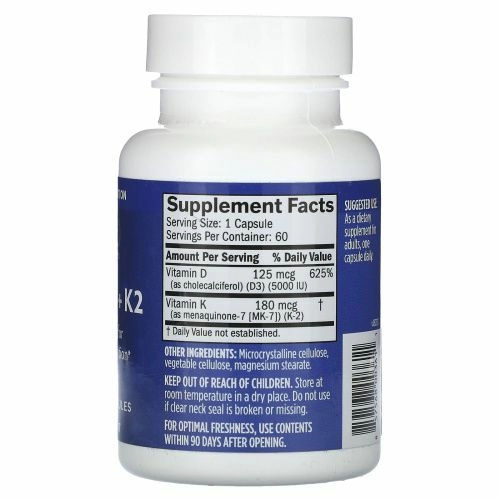 BrainMD, витамины D3 и К2, 60 вегетарианских капсул