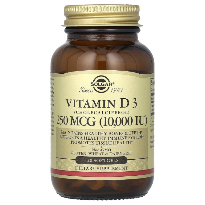 Solgar Витамин D3 10000 МЕ, 120 гелевых капсул