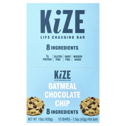 KiZE Life Changing Bar, овсяные батончики с шоколадной крошкой, 10 батончиков по 43 г (1,5 унции)