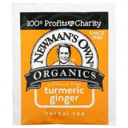 Newman's Own Organics, Herbal Tea, куркума и имбирь, без кофеина, 20 чайных пакетиков, 45 г (1,6 унции)
