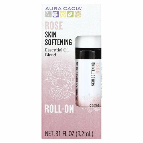 Aura Cacia, Смесь эфирного масла, смягчающий кожу роликовый аппликатор, роза, 0,31 жидкие унции (9,2 мл)