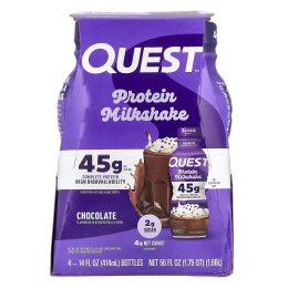 Quest Nutrition, Протеиновый молочный коктейль, шоколад, 4 флакона по 414 мл (14 жидк. Унций)