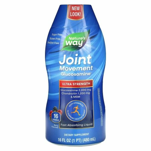 Nature's Way, Joint Movement Glucosamine, глюкозамин для подвижности суставов, натуральный ягодный вкус, 16 жидких унций (480 мл)