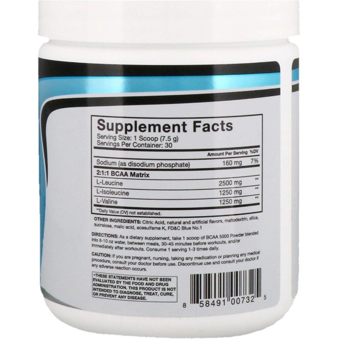 RSP Nutrition, BCAA 5000, Blue Raspberry, 7.94 oz (225g)