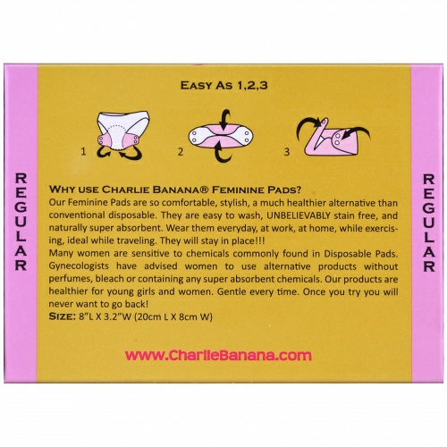 Charlie Banana, Женские прокладки с цветочным дизайном, 3 штуки