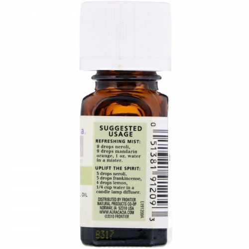 Aura Cacia, 100% Эфирное Масло Нероли, Экзотическое, 0.125 жидкой унции (3.7 мл)
