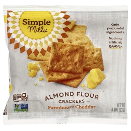 Simple Mills, Крекеры из миндальной муки, фермерский чеддер, 8 пакетиков по 23 г (0,8 унции)