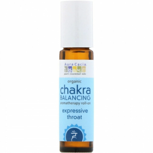 Aura Cacia, Органическая роликовая ароматерапия для балансировки чакр, выразительное горло, 9,2 мл (0,31 жидкой унции)