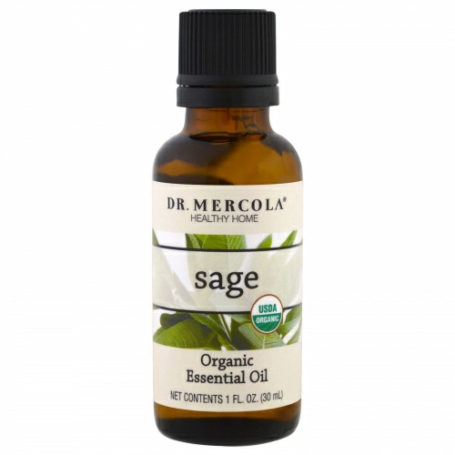 Dr. Mercola, Органическое эфирное масло, Шалфей, 1 унция (30 мл)