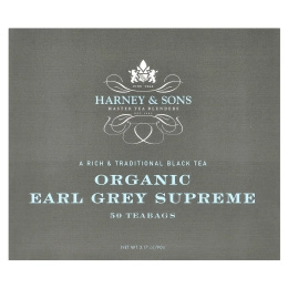 Harney & Sons, Black Tea, органический чай Earl Grey Supreme, 50 чайных пакетиков, 90 г (3,17 унции)