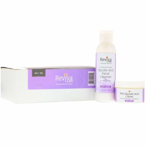 Крем с 10% гликолевой кислоты Reviva Labs и очищающее средство для лица, комплект