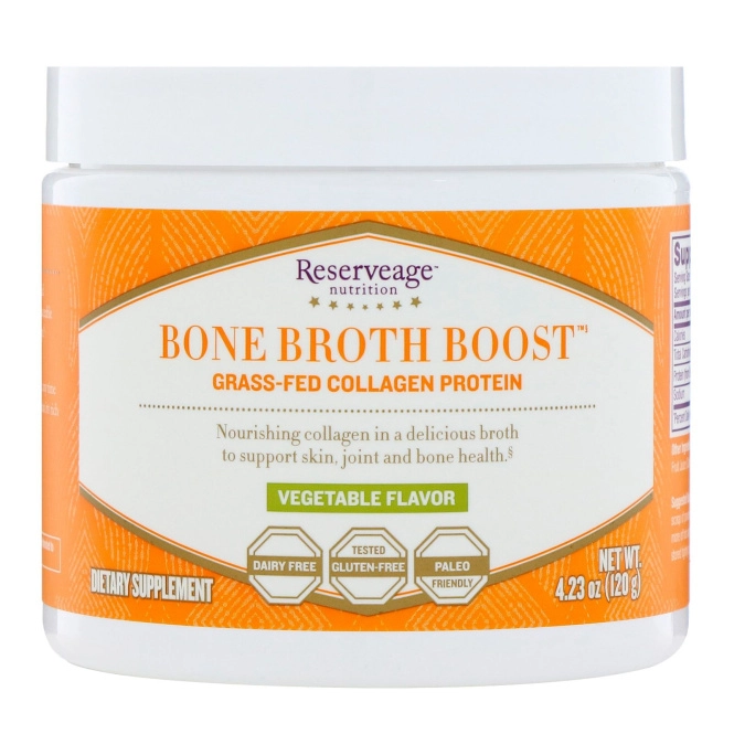ReserveAge Nutrition, Bone Broth Boost, протеин коллаген от коров, вскормленных на подножном корме, со вкусом овощей, 4,23 унц. (120 г)