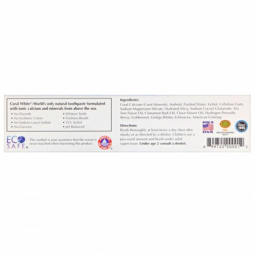 CORAL LLC, Coral White Toothpaste, Tea Tree, 6 oz