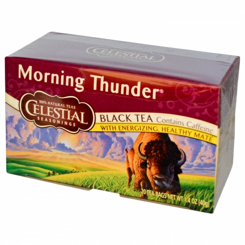 Celestial Seasonings, Черный чай «Утренний гром», 20 пакетиков, 40 г