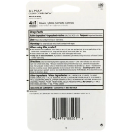 Almay, Пресованная пудра Clear Complexion, 100, светлая, 0,28 унц. (8 г)