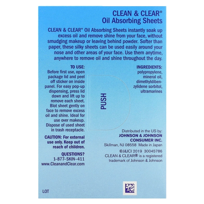 Clean & Clear, Салфетки, впитывающие масло, дорожные, 50 салфеток