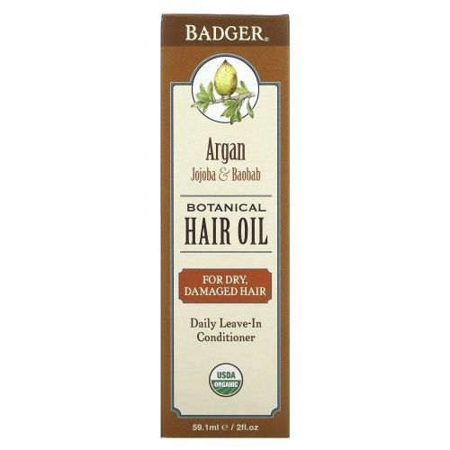 Badger Company, Ботаническое масло для волос Аргана, масло жожоба и баобаб, 2 жидкие унции (59,1 мл)