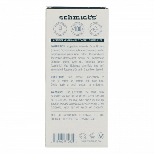 Schmidt's, Формула для чувствительной кожи, чайное дерево, 3,25 унции (92 г)