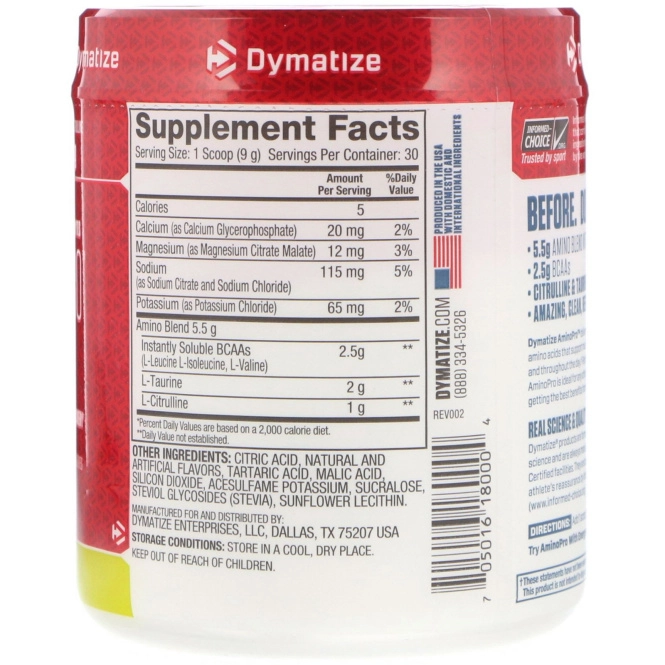 Dymatize Nutrition, AminoPro, лимон-лайм, 9,52 унции (270 г)