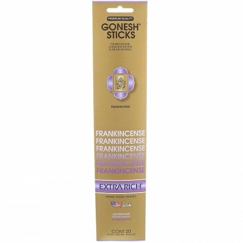 Gonesh, Extra Rich Incense Sticks, Frankincense, 20 Sticks