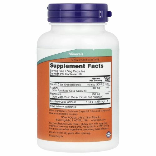 Now Foods, Коралловый кальций Плюс, 100 капсул в растительной оболочке