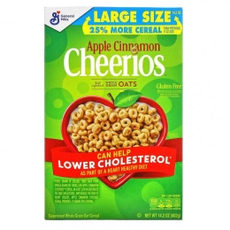 General Mills, Cheerios с яблоком и корицей, без глютена, 14,2 унции (402 г)