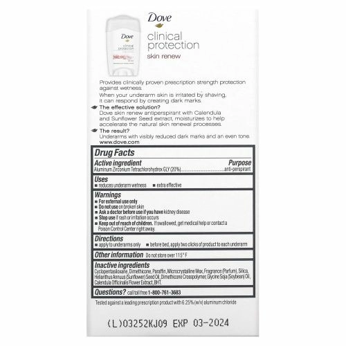 Dove, Clinical Protection, дезодорант-антиперспирант, «Обновление кожи», 48 г (1,7 унции)