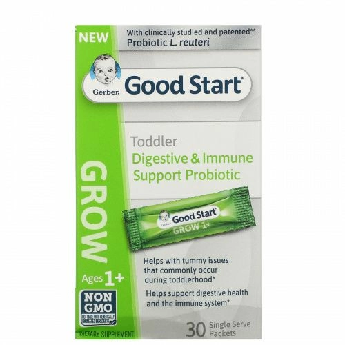 Gerber, Good Start, Grow, пробиотики для поддержки иммунной системы и пищеварения для детей старше 1 года, 30 порционных пакетиков
