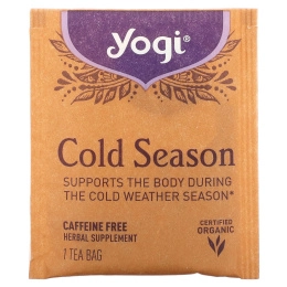 Yogi Tea, Органический, Cold Season, без кофеина, 16 чайных пакетиков, 1.12 унций (32 г)