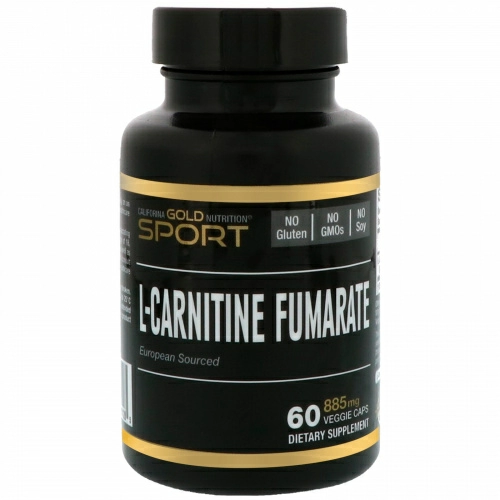 California Gold Nutrition, L-карнитин фумарат, европейский источник, альфасигма, 885 мг, 60 вегетарианских капсул