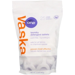 Vaska, One, Laundry Detergent Tablets, Scent Free, 25 Loads, 17 oz (482 g)
