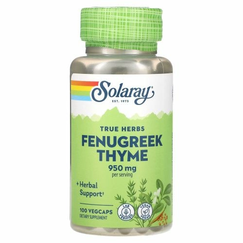 Solaray, True Herbs, пажитник и чабрец, 100 растительных капсул