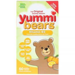Hero Nutritional Products, Yummi Bears, витамин D3, только натуральные фруктовые ароматизаторы, 600 МЕ, 60 Yummi Bears