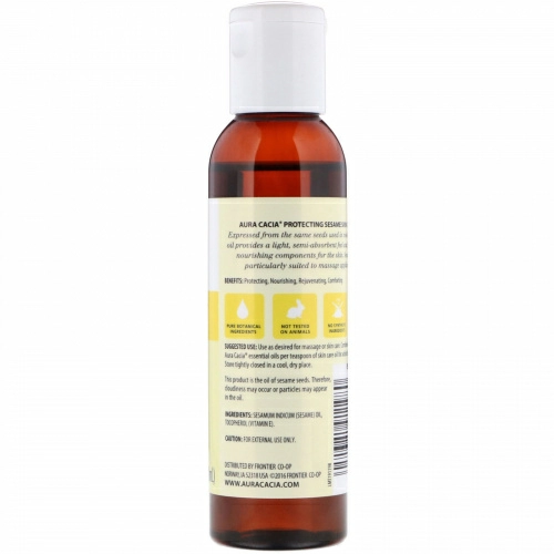 Aura Cacia, Масло для натурального ухода за кожей, кунжутная защита, 4 жидких унции (118 мл)