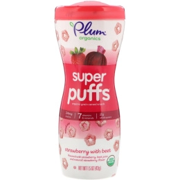 Plum Organics, Super Puffs, снек из органических злаков, клубника со свеклой, 1,5 унции (42 г)