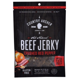 Country Archer Jerky, Натуральная вяленая говядина, Молотый красный перец, 3 унции (85 г)