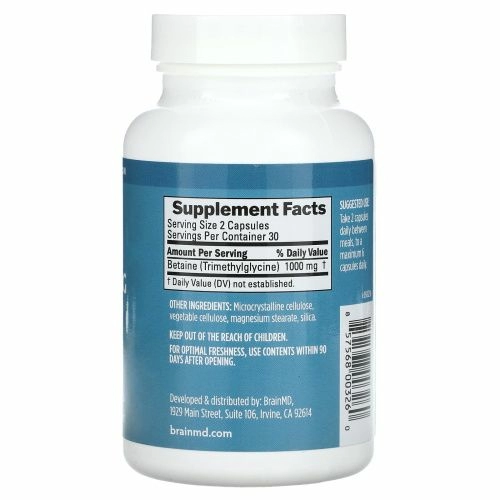 BrainMD, бетаин TMG, 60 веганских капсул