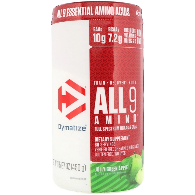 Dymatize Nutrition, All 9 Amino, Веселое зеленое яблоко, 15,87 унц. (450 г)