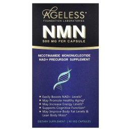 Ageless Foundation Laboratories, NMN, 500 мг, 90 растительных капсул