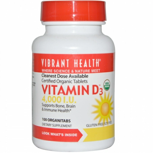 Vibrant Health, Витамин D3, 4000 МЕ, 100 таблеток
