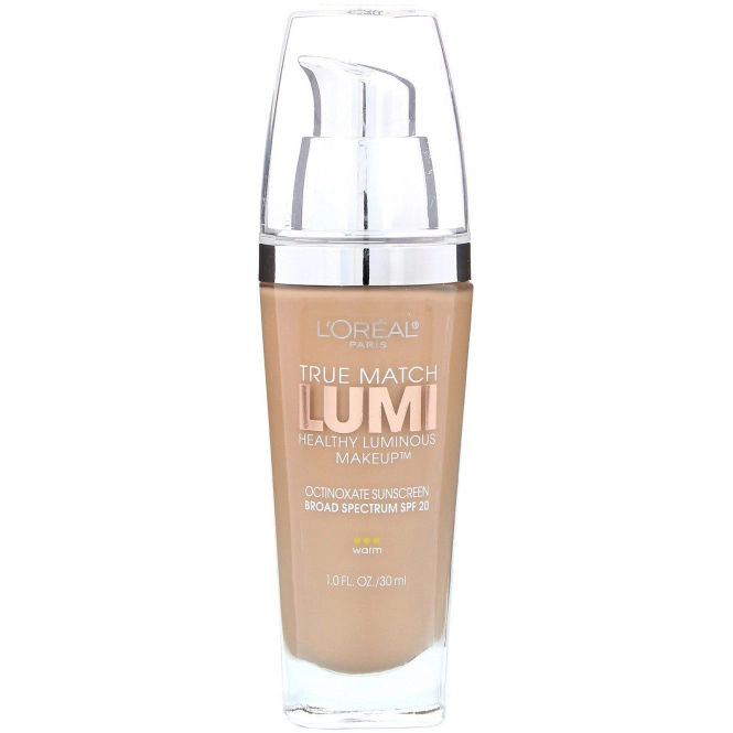 L'Oreal, Тональная основа True Match Healthy Luminous Makeup, SPF 20, оттенок W3 телесный бежевый, 30 мл