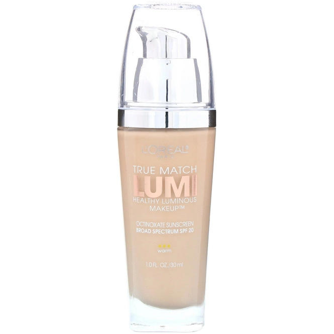 L'Oreal, Тональная основа True Match Healthy Luminous Makeup, SPF 20, оттенок фарфор/светлая слоновая кость W1-2, 30 мл