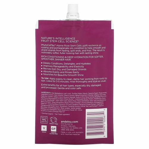 Andalou Naturals, 1000 Roses Complex, Глубокое Кондиционирование Крашеных Волос, Маска дла Волос, 1,5 жидких унций (44 мл)
